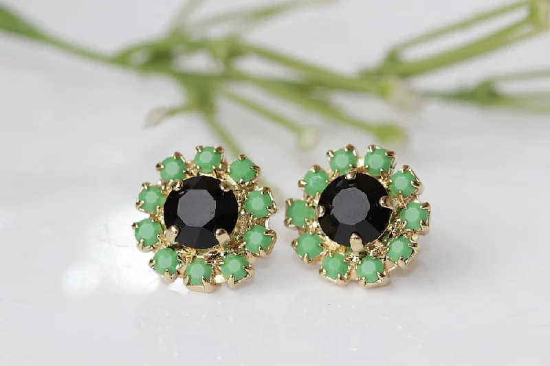 BLACK GREEN EARRINGS