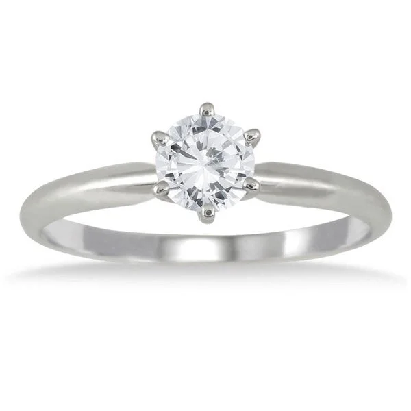 Marquee Jewels 14k White Gold 1/2ct TDW Diamond Solitaire Ring - White I-J