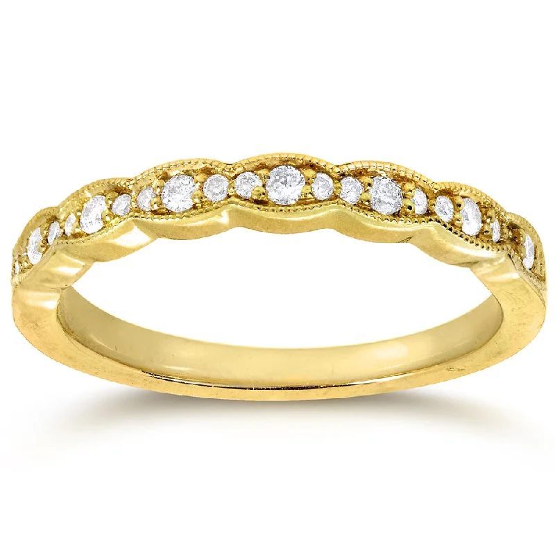 Annello by Kobelli 14k Yellow Gold 1/6ct TDW Round-cut Diamond Wedding Band