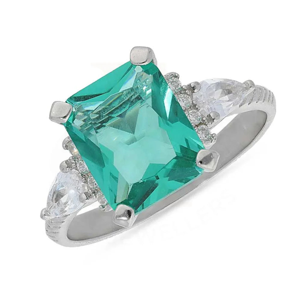 Sterling Silver 925 Green Solitaire Ring - FKJRNSL2273