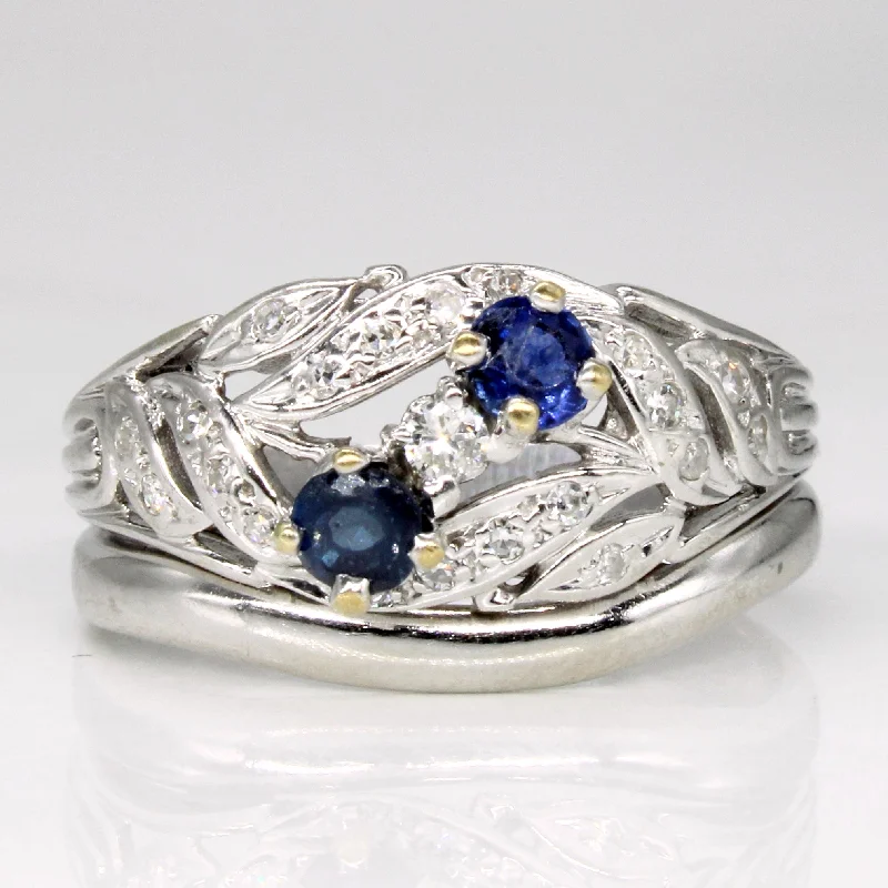 Sapphire & Diamond Fused Ring Set | 0.40ctw, 0.13ctw | SZ 9.5 |