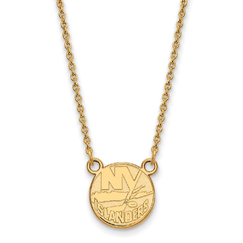 SS 14k Yellow Gold Plated NHL New York Islanders SM Necklace, 18 Inch