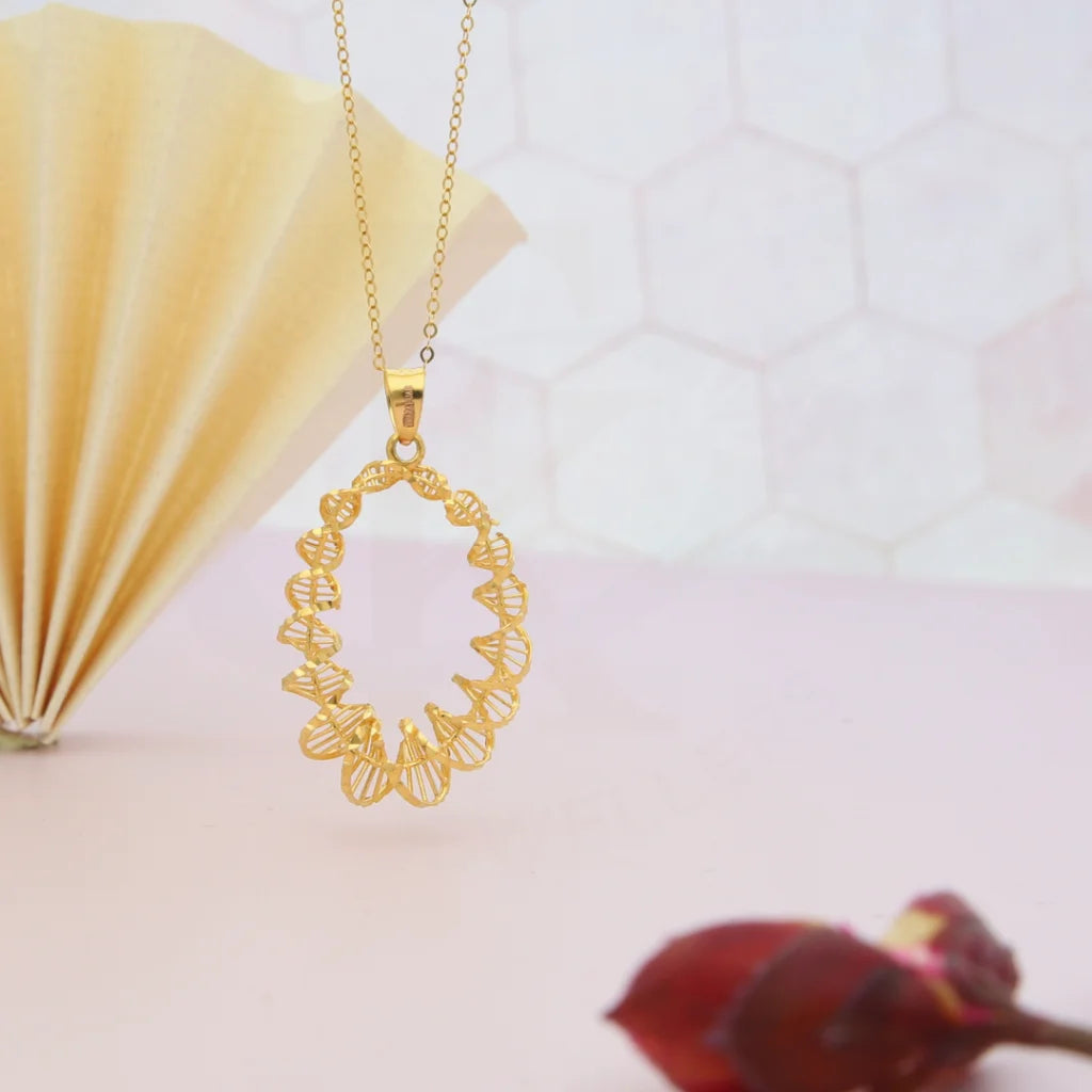 Gold Necklace (Chain with Twined Shaped Pendant) 21KT - FKJNKL21KM8043