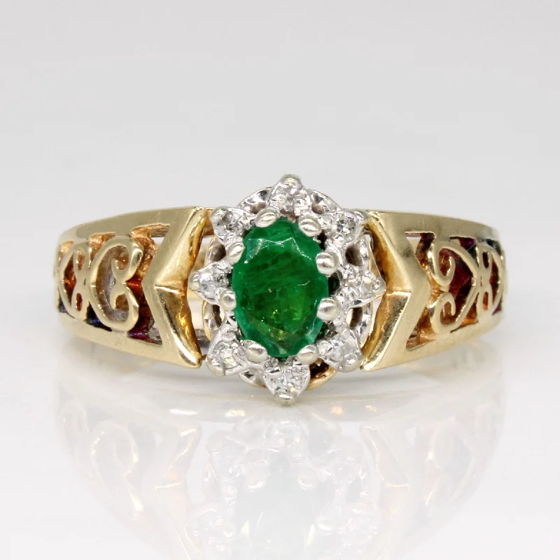 Emerald & Diamond Halo ring | 0.28ct, 0.04ctw | SZ 8.25 |