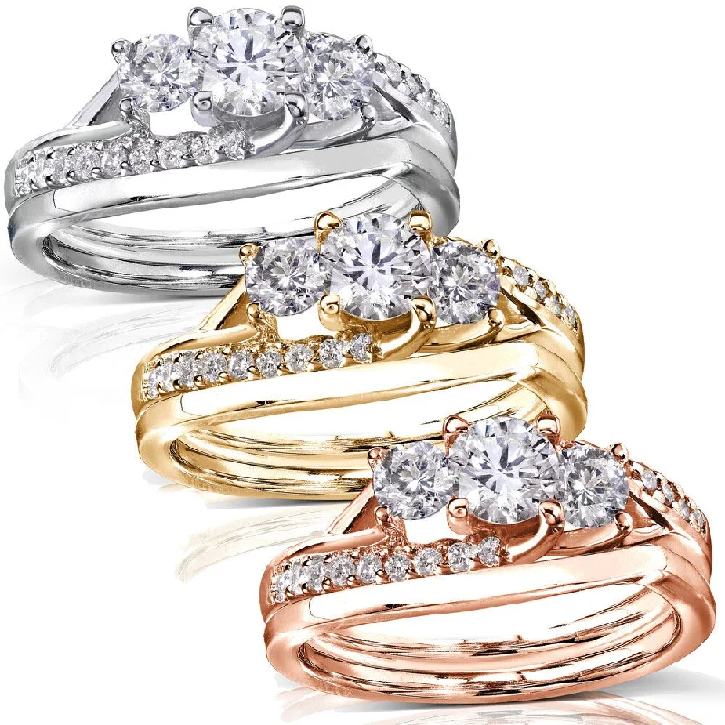 Annello by Kobelli 14k Gold 1ct TDW Diamond Engagement Bridal Rings Set