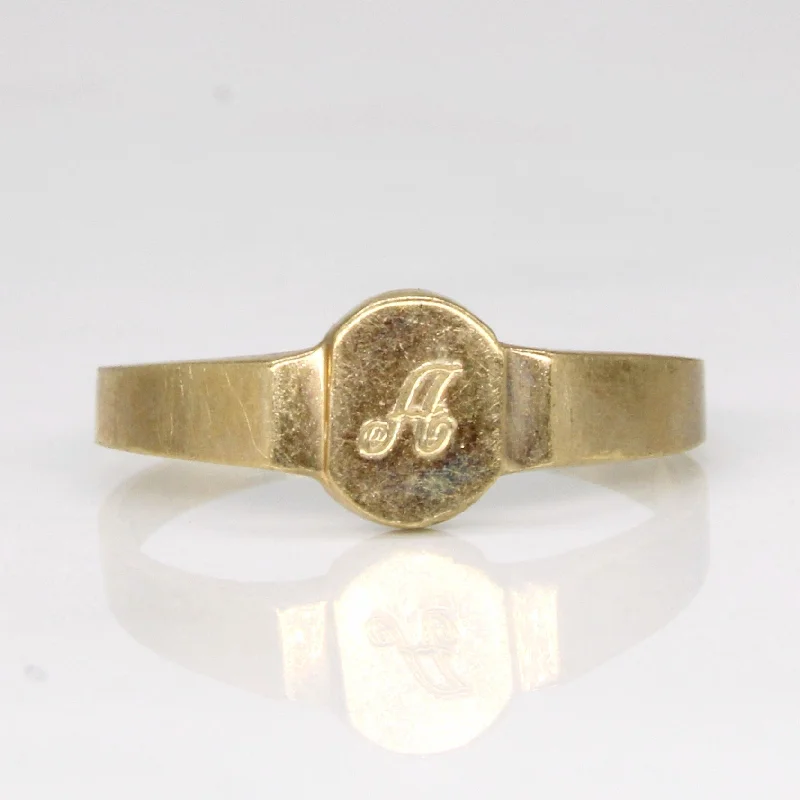 10k Yellow Gold 'A' Signet Ring | SZ 4.25 |