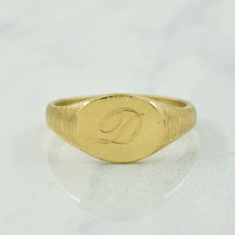 10k Yellow Gold 'D' Initialed Signet Ring | SZ 3.25 |