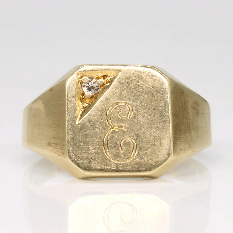 Diamond 'E' Signet Ring | 0.03ct | SZ 8.75 |