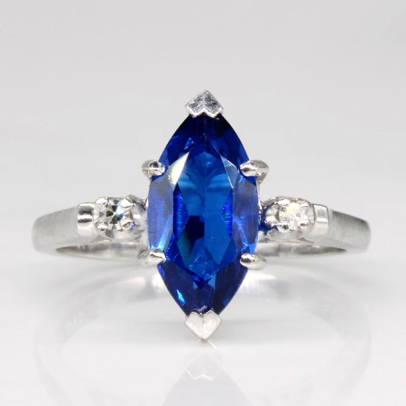 Synthetic Sapphire & Diamond Cocktail Ring | 1.50ct, 0.02ctw | SZ 6 |