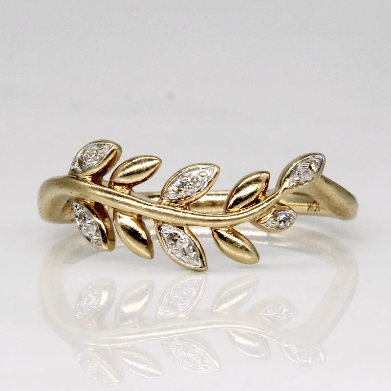 Diamond Leaf Ring | 0.03ctw | SZ 7.25 |