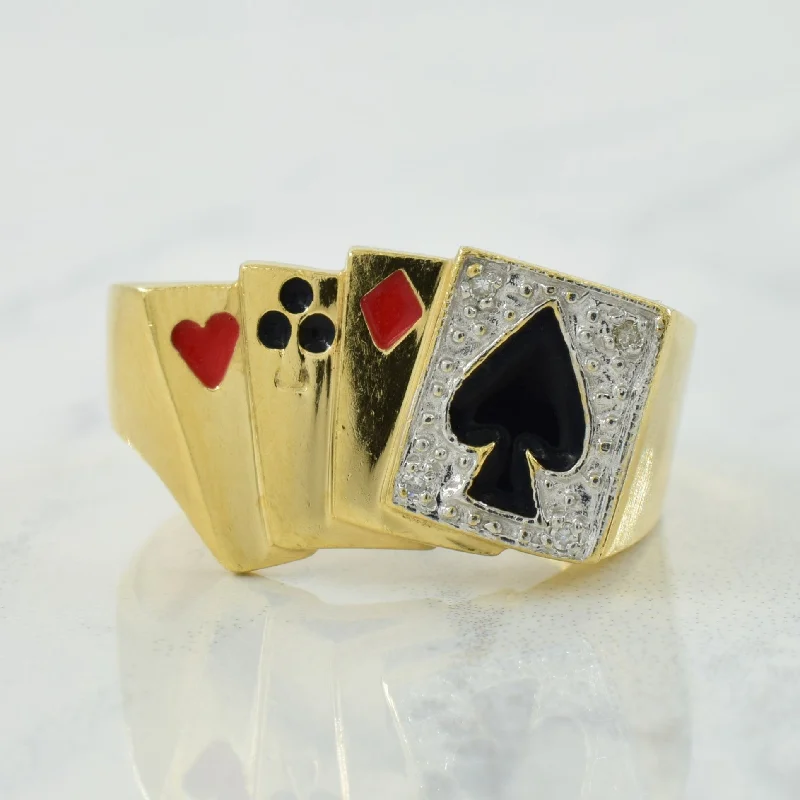 Diamond Deck of Cards Ring | 0.02ctw | SZ 9.75 |