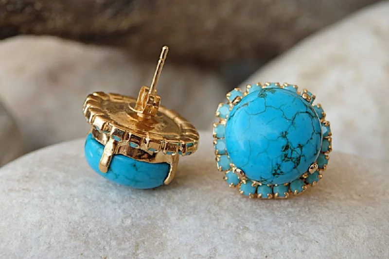 Turquoise Gold Stud earrings