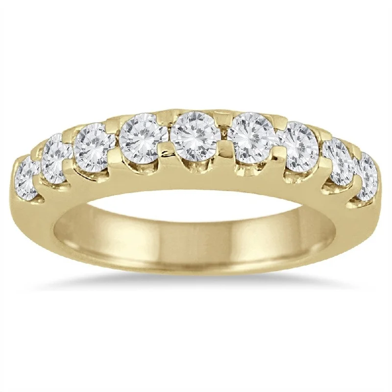 1 Carat TW Nine Stone Diamond Wedding Band in 10K Yellow Gold