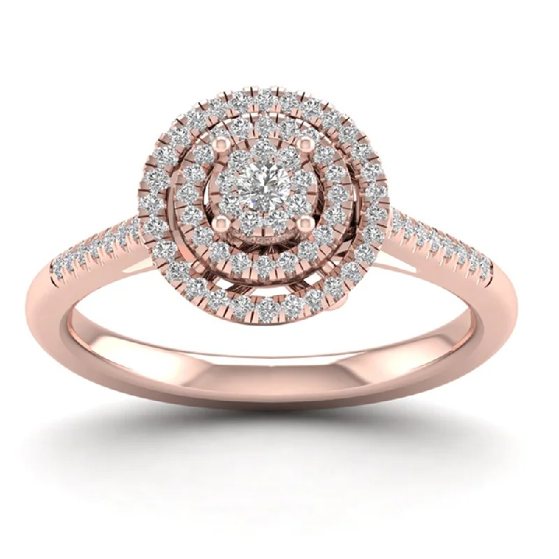 De Couer 10k Rose Gold 1/4ct TDW Diamond Cluster Ring - Pink