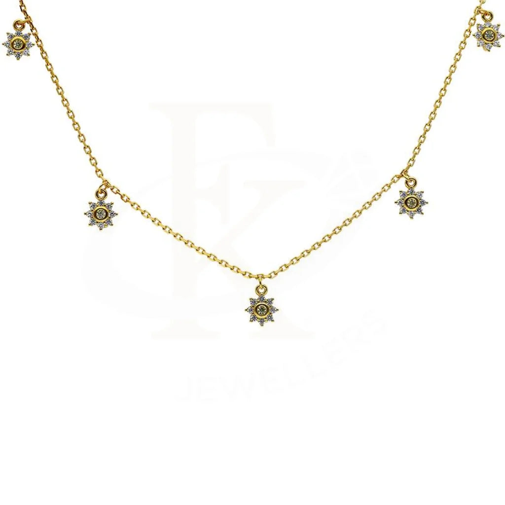 Sterling Silver 925 Gold Plated Flowers Necklace - FKJNKLSL2915