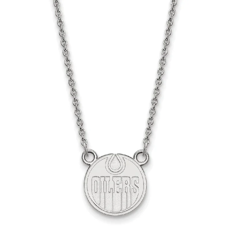 Sterling Silver NHL Edmonton Oilers Small Necklace, 18 Inch