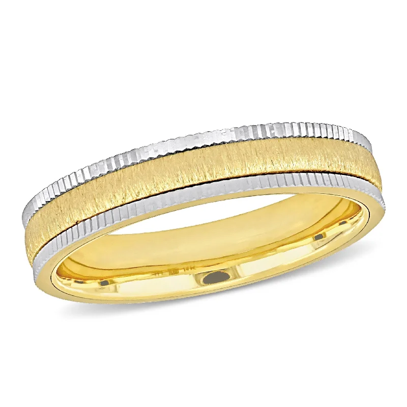 Miadora 4mm Satin Finish Wedding Band in Two-Tone 14k Yellow and White Gold