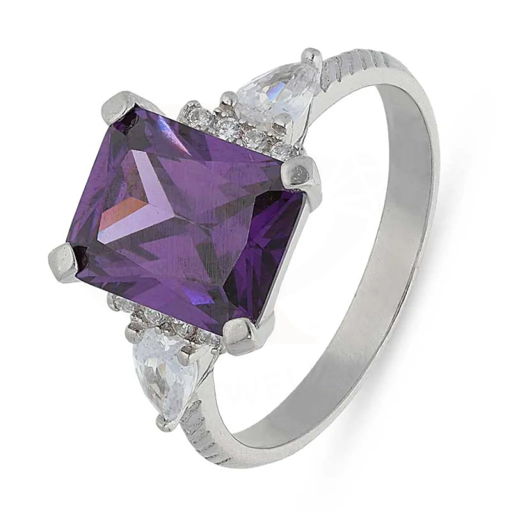 Sterling Silver 925 Purple Solitaire Ring - FKJRNSL2271