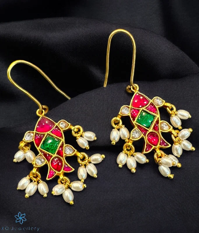 The Fish Silver Kundan Earrings