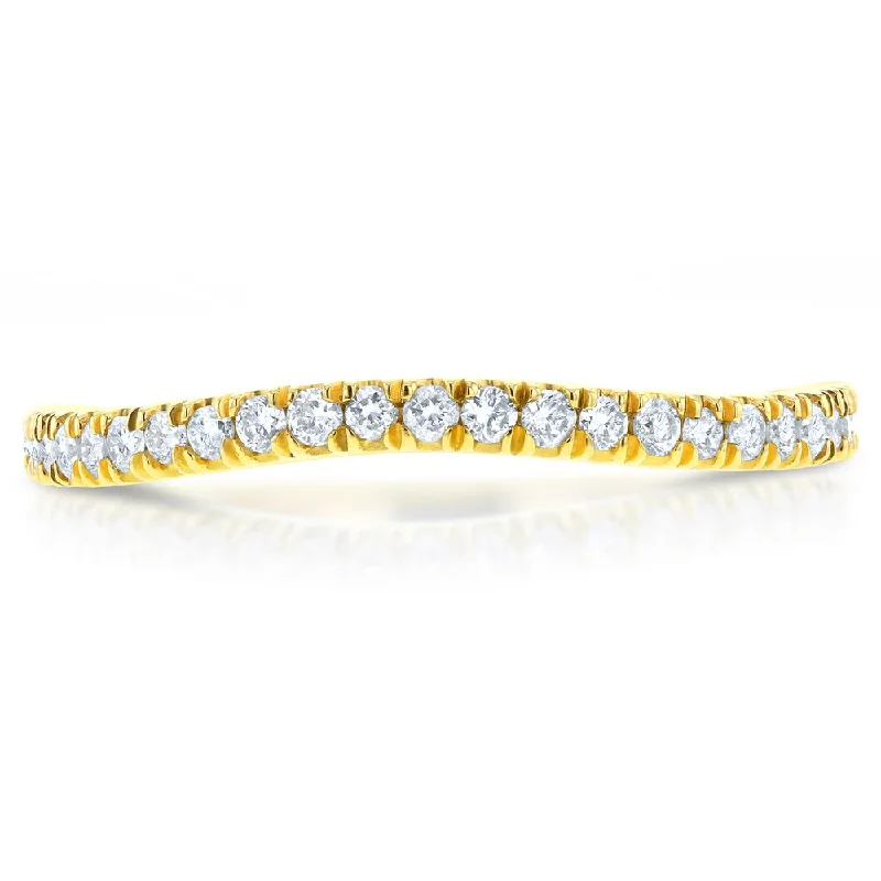 Annello by Kobelli 14k Yellow Gold 1/5ct TDW Diamond Curved Wedding Band (GH, I1-I2)