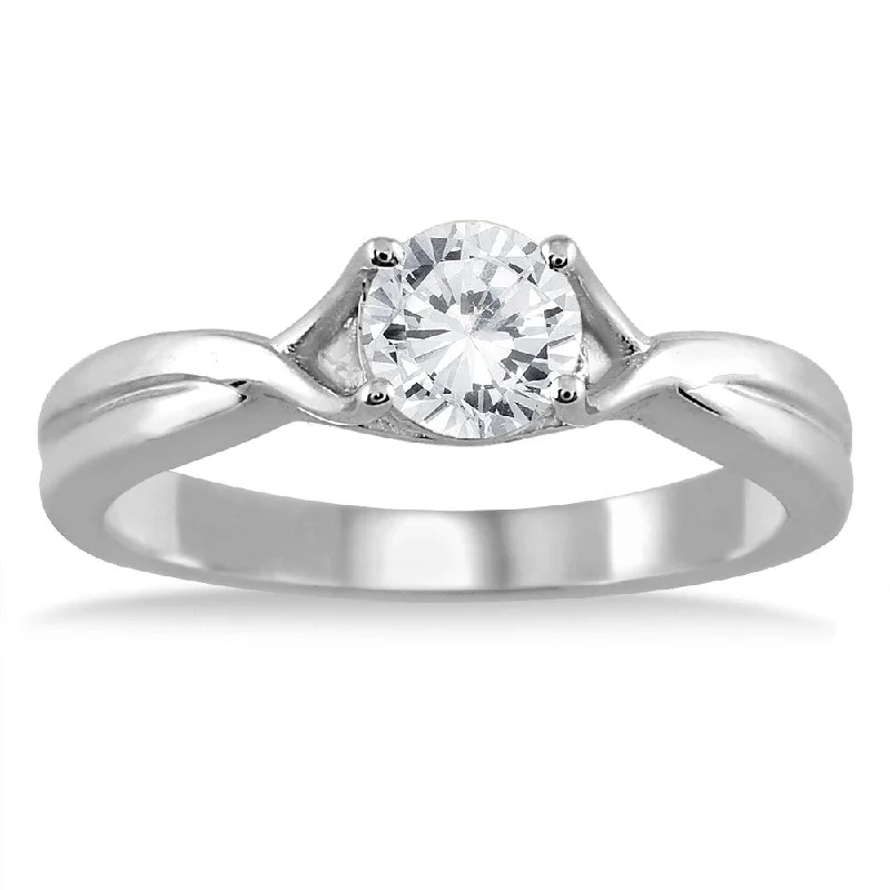 1/2 Carat Diamond Solitaire Ring in 14K White Gold