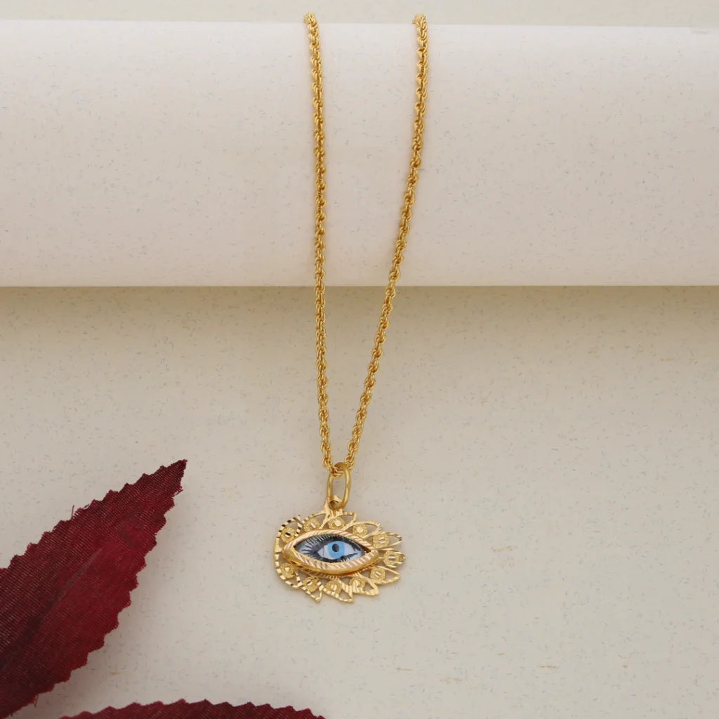 Gold Necklace (Chain With Gold Evil Eye Pendant) 21KT - FKJNKL21K7569