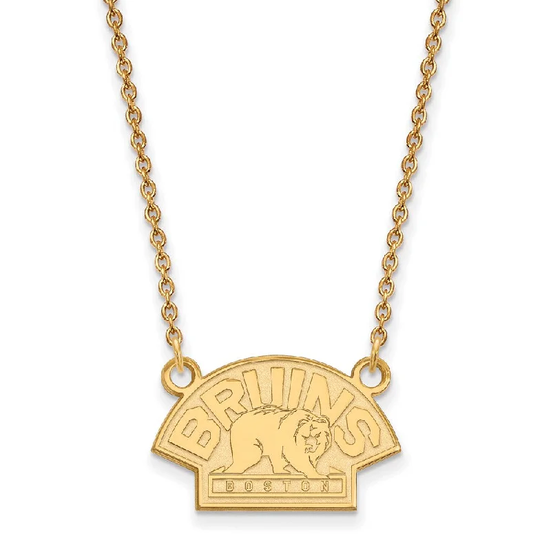 SS 14k Yellow Gold Plated NHL Boston Bruins SM Necklace, 18 Inch