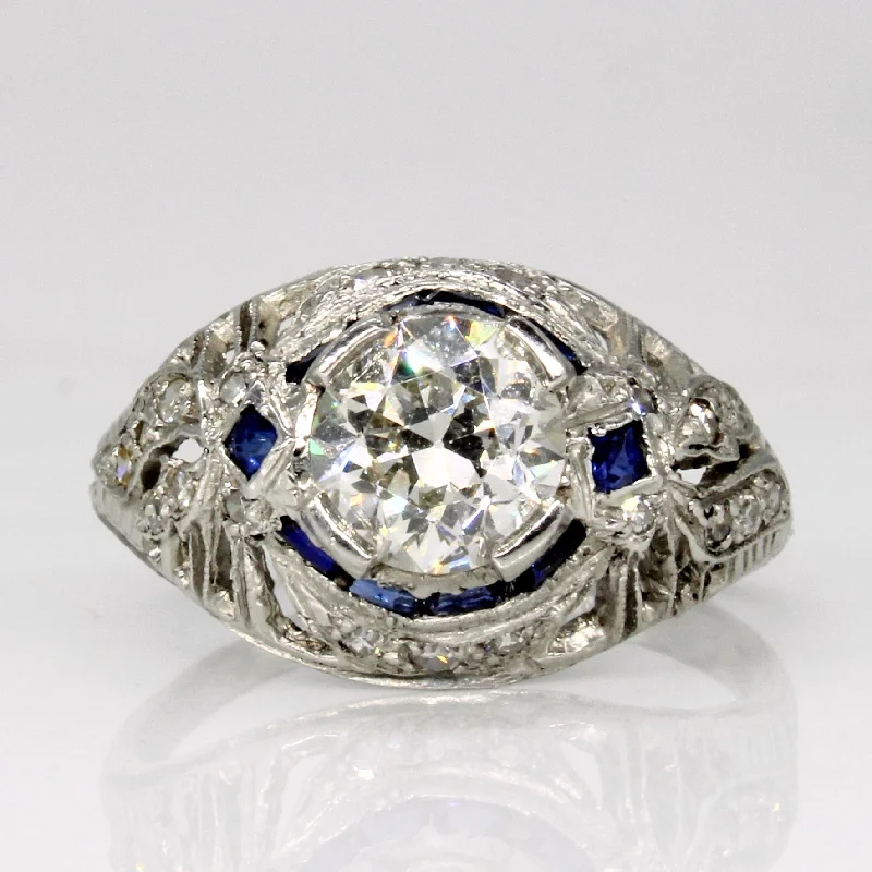 Art Deco Diamond & Sapphire Ring | 1.33ctw, 0.20ctw | SZ 6.25 |