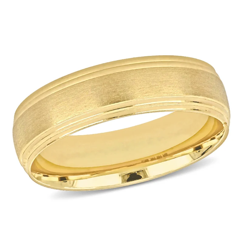 Miadora 6mm Brushed Finish Beveled Edge Wedding Band in 14k Yellow Gold