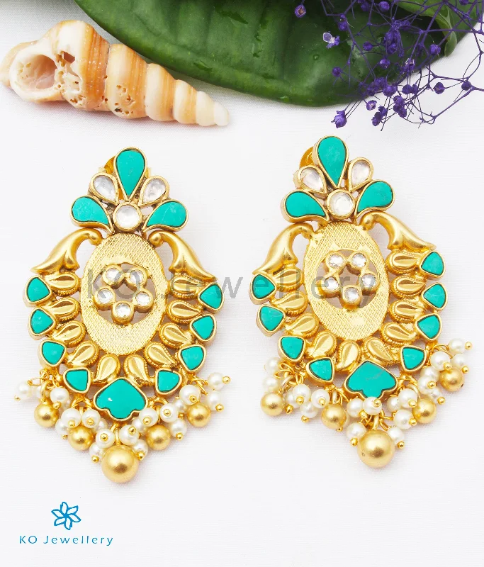 The Parna Silver Kundan Earrings (Turquoise)