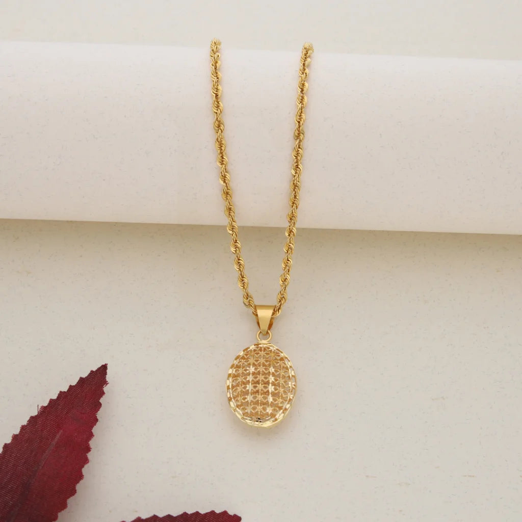 Gold Necklace (Chain With Gold Pendant) 21KT - FKJNKL21K7652