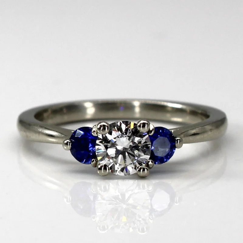 GIA Certified Three Stone Diamond & Sapphire Ring | 0.51ct | 0.44ctw | SZ 7 |