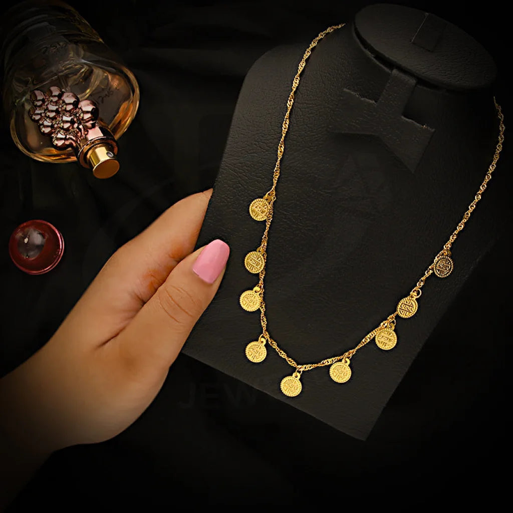 Gold Coin Shaped Necklace 21KT - FKJNKL21K5385