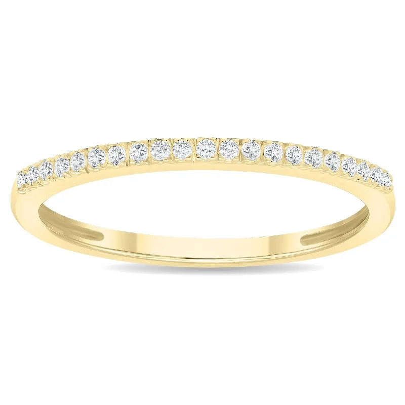 Women's 1/10 Carat TW 1MM Thin Diamond Wedding Band in 10K Yellow Gold