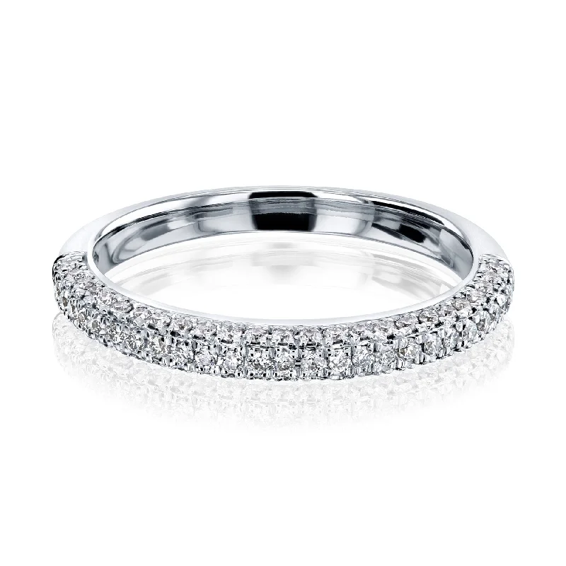 Annello by Kobelli 14k White Gold 1/3ct TDW Pave Diamond Wedding Band