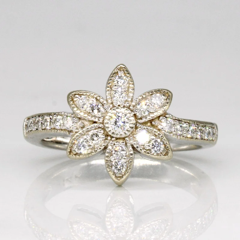 Diamond Flower Ring | 0.27ctw | SZ 6.5 |