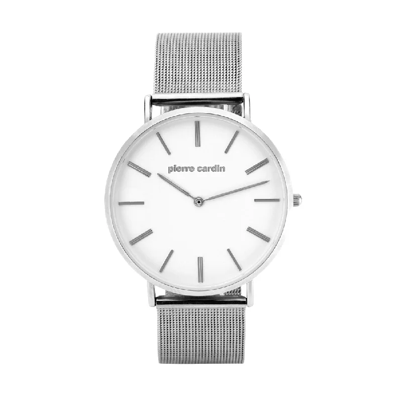 Pierre Cardin Tommy Silver Mesh White Face Watch 5645