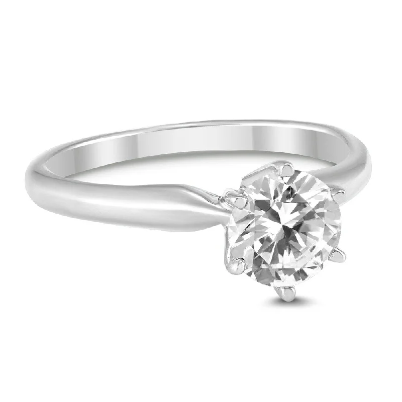 AGS Certified 1/2 Carat Round Diamond Solitaire Ring in 14K White Gold (I-J Color, SI1-SI2 Clarity)