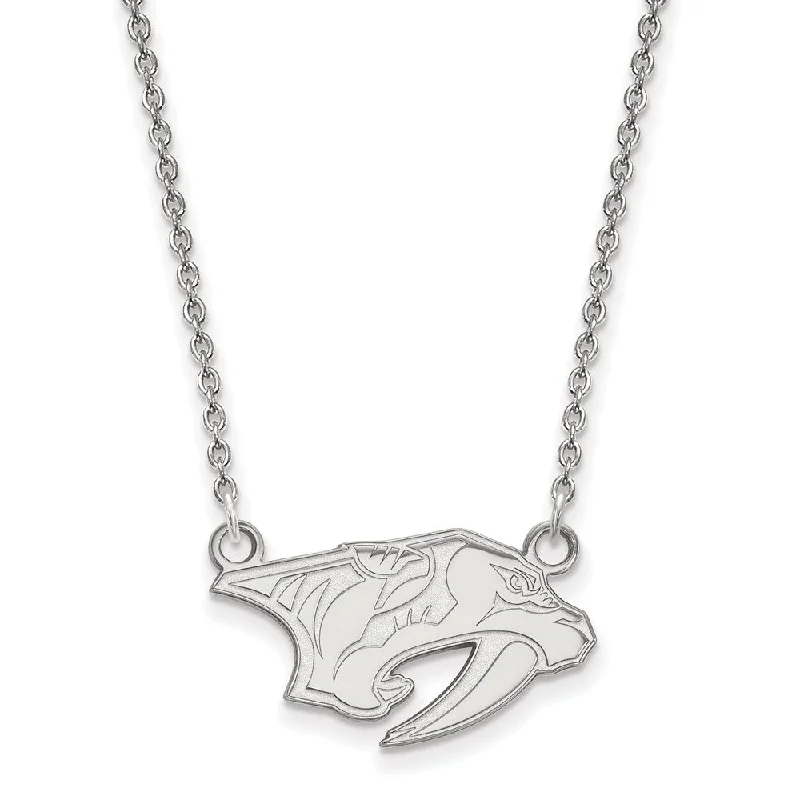 14k White Gold NHL Nashville Predators Small Necklace, 18 Inch