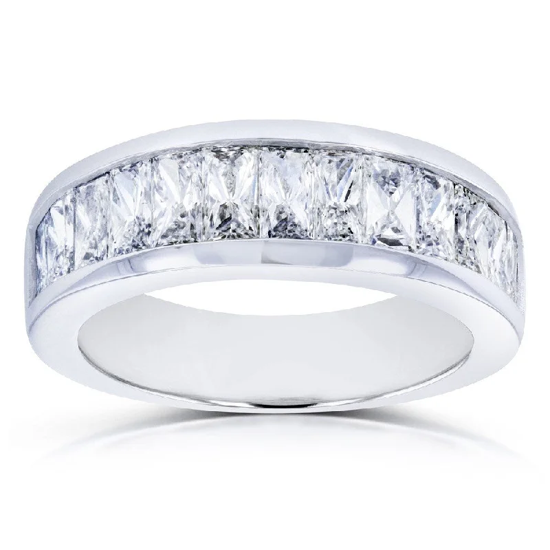 Annello by Kobelli 14k White Gold 2 1/4 Carats TDW Princess Baguette Diamond Wedding Band