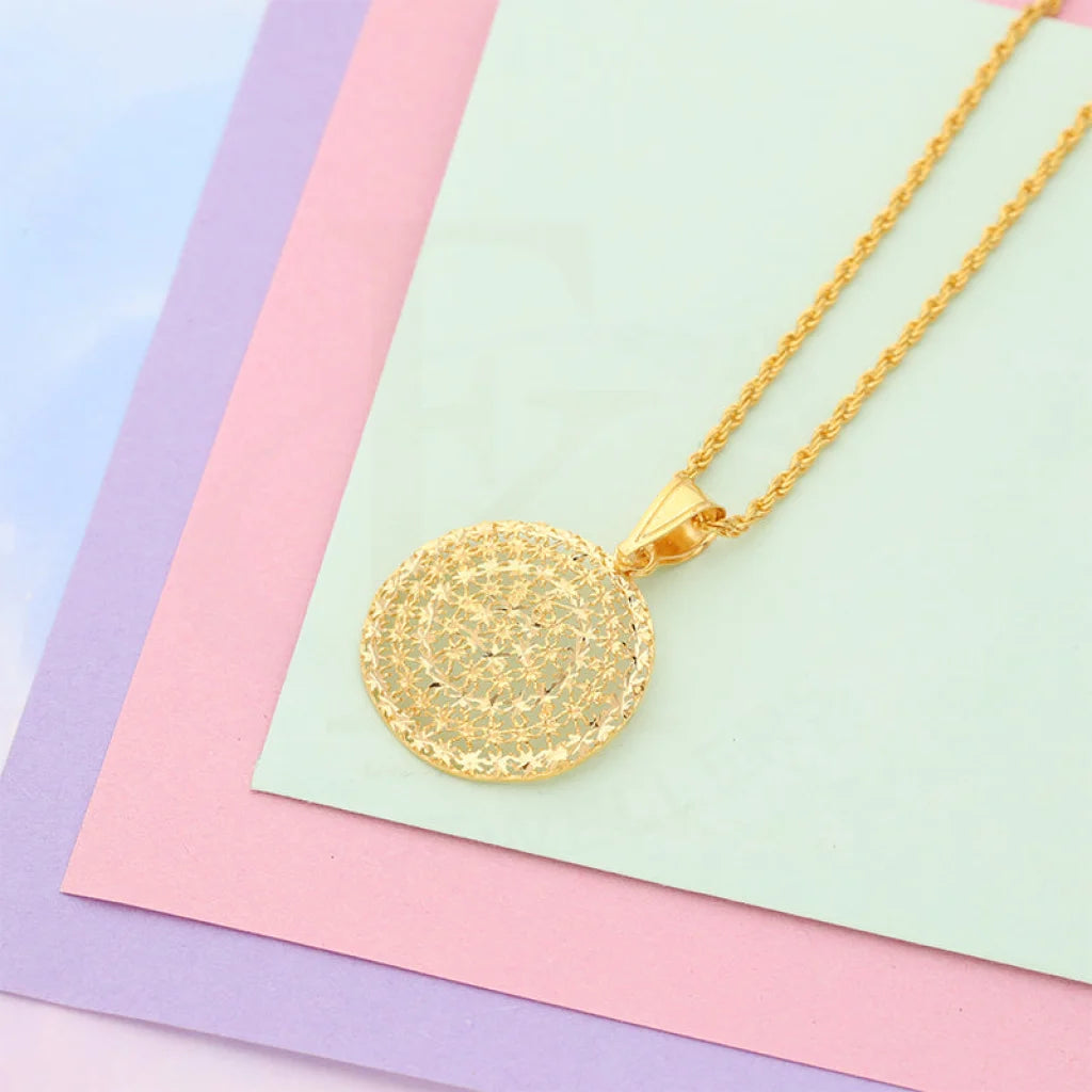 Gold Necklace (Chain With Round Shaped Pendant) 21KT - FKJNKL21K5130