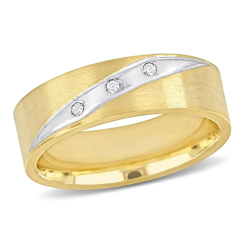 Miadora 6mm Brushed Finish Wedding Band in Two-Tone 14k Yellow and White Gold