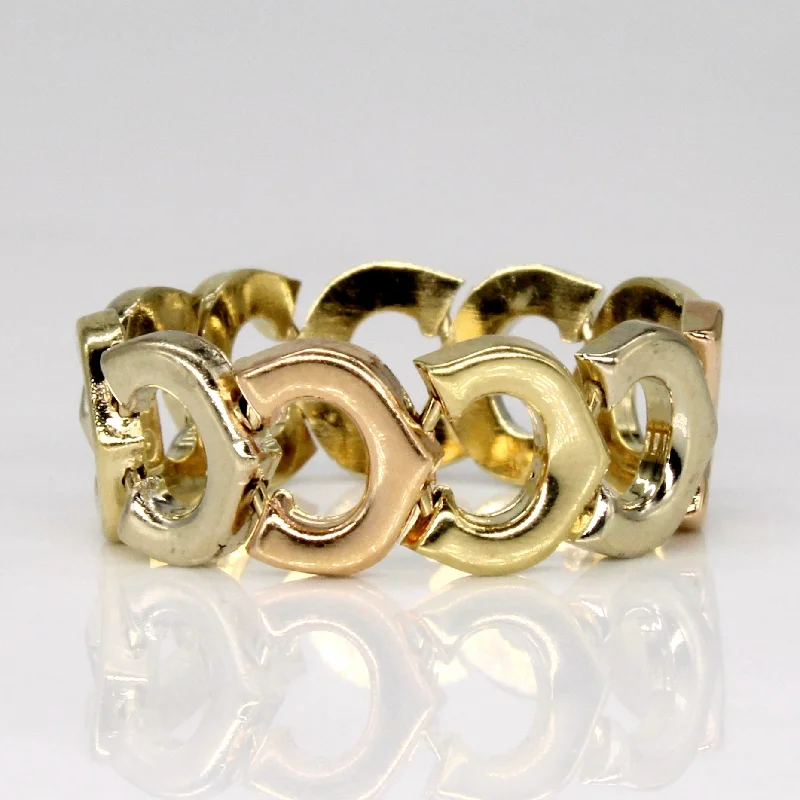 18k Tri Tone Gold Chain Link Ring | SZ 6.25 |