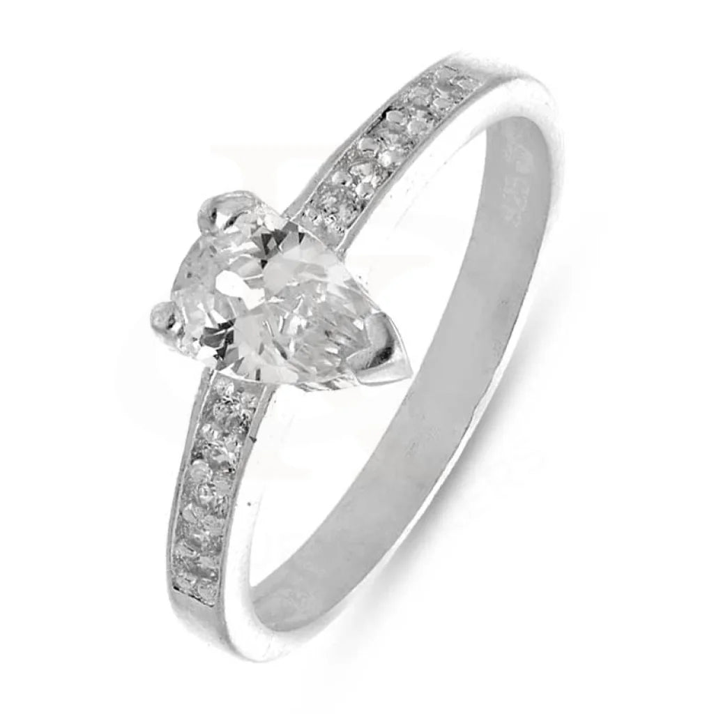 Sterling Silver 925 Pear Shaped Solitaire Ring - FKJRNSL2789