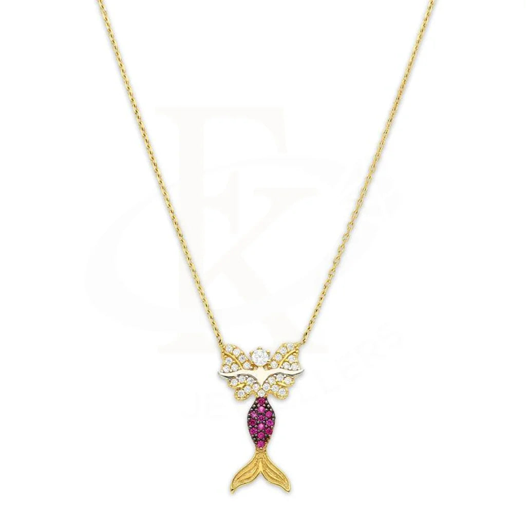 Dual Tone Gold Mermaid Necklace 18KT - FKJNKL18K3047