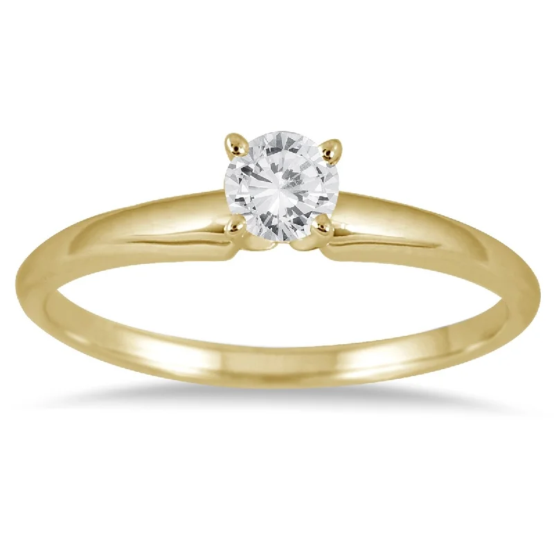 Marquee 1/7 Carat Round Diamond Solitaire Ring in 14K Yellow Gold