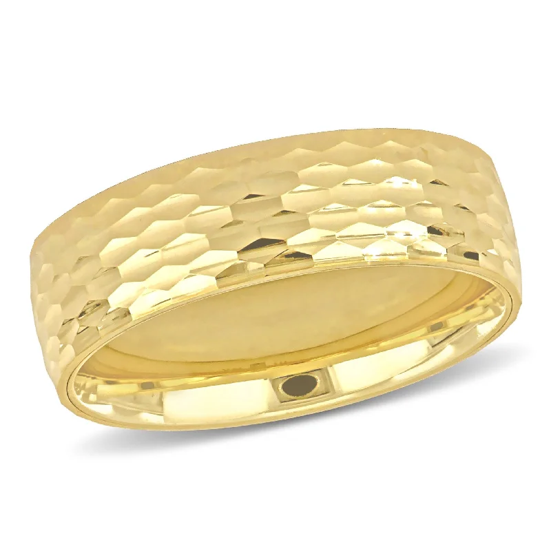 Miadora 6mm Geometric Pattern Wedding Band in 14k Yellow Gold