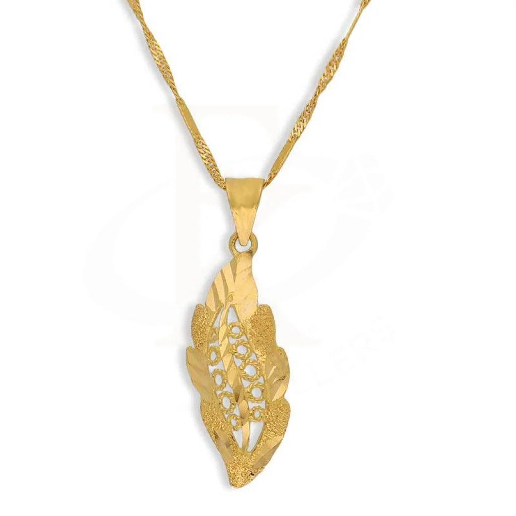 Gold Necklace (Chain with Leaf Shaped Pendant) 22KT - FKJNKL22K3044