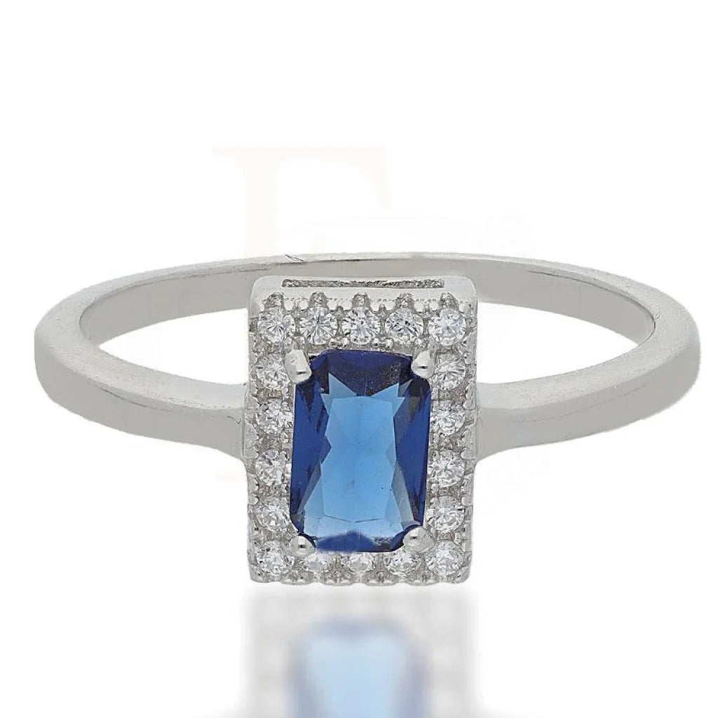 Sterling Silver 925 Blue Solitaire Ring - FKJRNSL2486