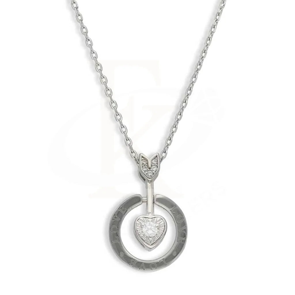 Sterling Silver 925 Heart Arrow In Circle Necklace - FKJNKLSL3022